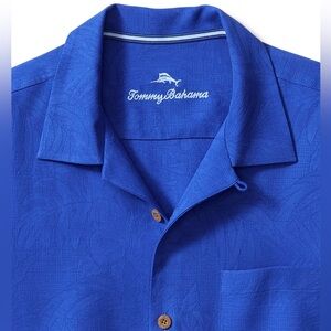 Tommy Bahama Tropic Isles Camp Shirt Cobalt Haze Size 2XL / 100% Silk